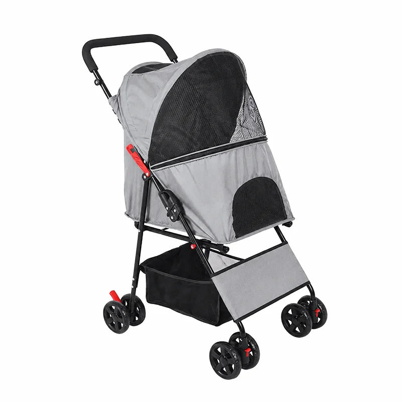 Foldable Pet Stroller Lightweight 4 Wheel Dog Stroller for Small Dogs Cats Portable Travel Pet Cart with Breathable Mesh