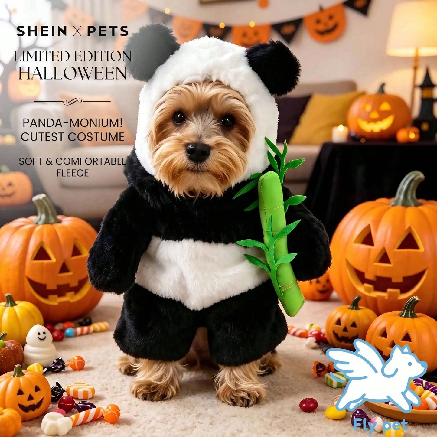 Halloween Cute Dog Panda Transformation Costume Set, With A Complete Panda Head Mask, Fun Cosplay Outfit