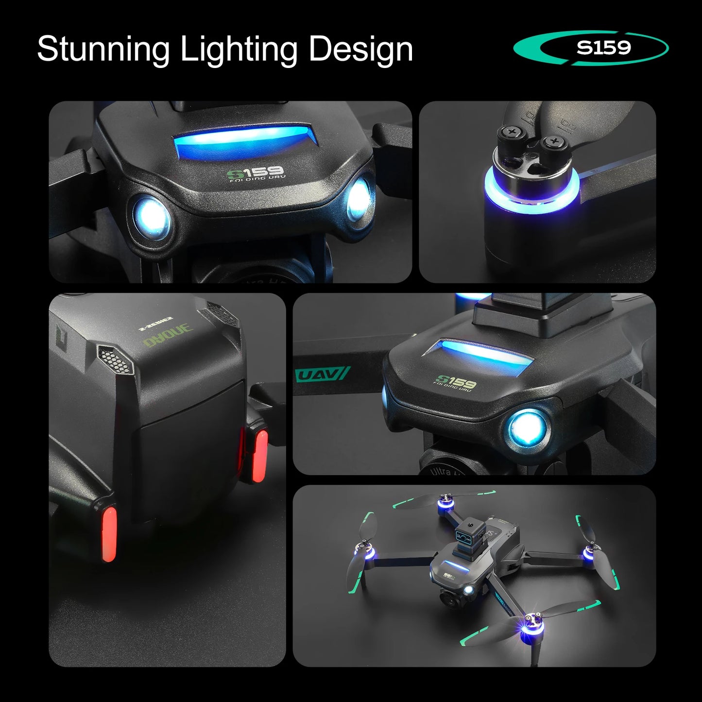 S159 GPS Drone 8K HD Dual Camera With Screen - 360° Obstacle Avoidance, Brushless Motor, 5G WiFi FPV Foldable Quadcopter Toy