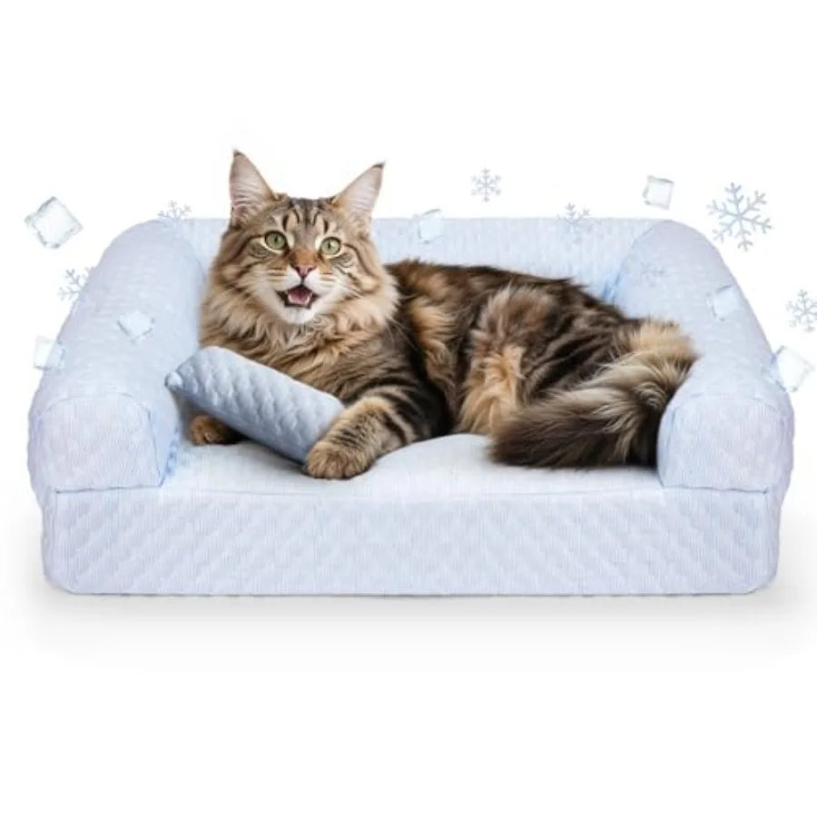 Donut Dog Bed for and Dogs - Cooling Pet Bed with Non-Slip Bottom Summer Comfort Dog Beds for Puppies Washable and Portable Egg