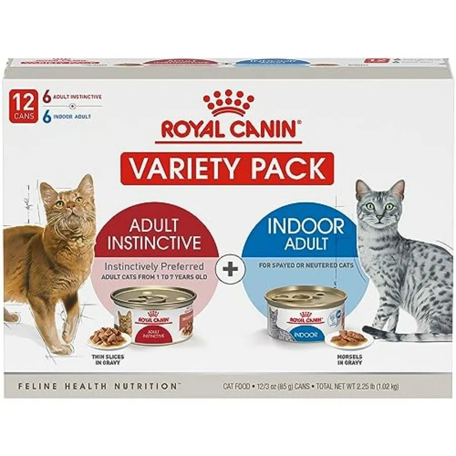 Feline Health Nutrition Indoor Adult and Adult Instinctive Thin Slices in Gravy and Morsels in Gravy Variety Pack Cat Food, 12/3 oz Cans