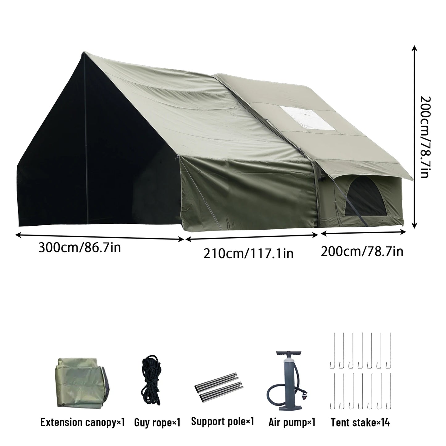 Inflatable Tent With Skylight, Quick Setup Blow Up Tents With Pump, 4-6 Person Outdoor Family Luxury Tent