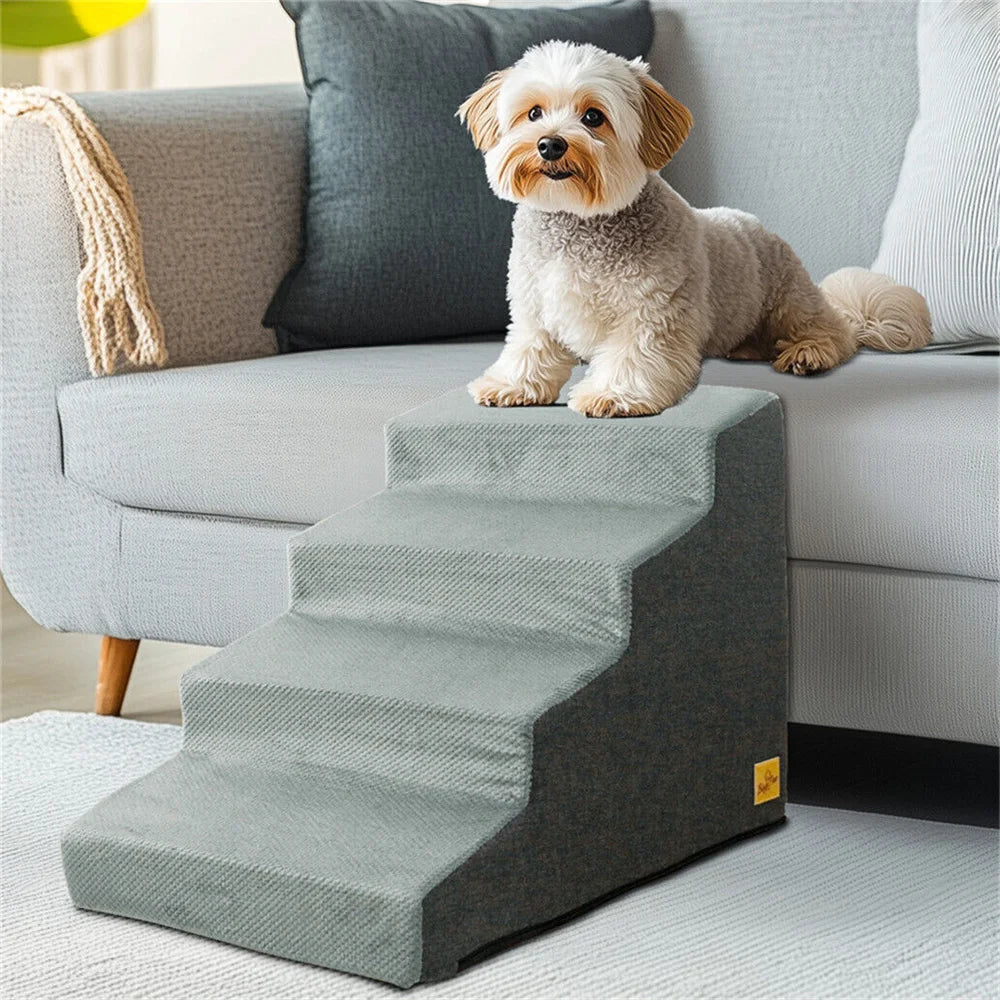 Pet 3/4/5 Step Stair Dog Cat Ramp Ladder High-Density Foam Sponge Dogs Sofa Removable and Washable Training Pet Ramp Stairs