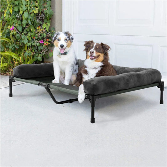 XXL XL Large Cooling Elevated Dog Bed  Indoor Outdoor Raised Sofa Bed with Plush Mat Winter Summer