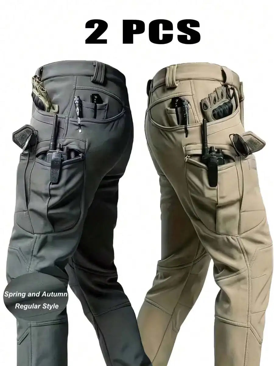 2-Pack Men’s Tactical Cargo Pants With 9 Utility Pockets For Hiking, Camping, Fishing And Outdoor Use