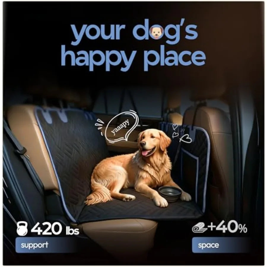 Dog Seat Cover for Back Seat Hard Bottom XL Backseat Extender for Large Dogs +420 lbs Waterproof Dog Car Hammock with Door Protector