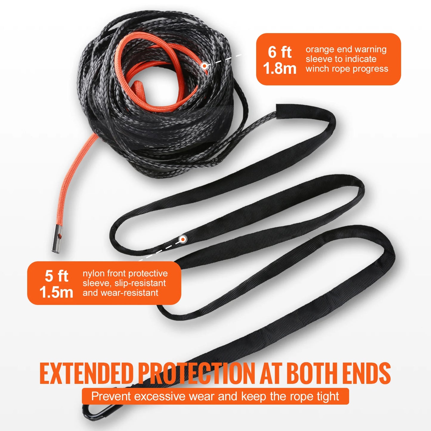26500/32000Lbs Synthetic Winch Rope Truck Boat Replacement Line Cable Rope with Forged Hook ATV Car Outdoor Accessories