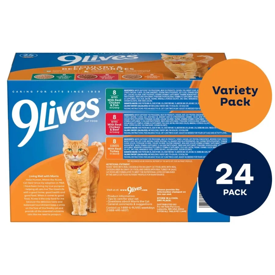 Poultry and Beef Favorites Wet Cat Food Variety Pack, 5.5 oz. Cans Pack of 24