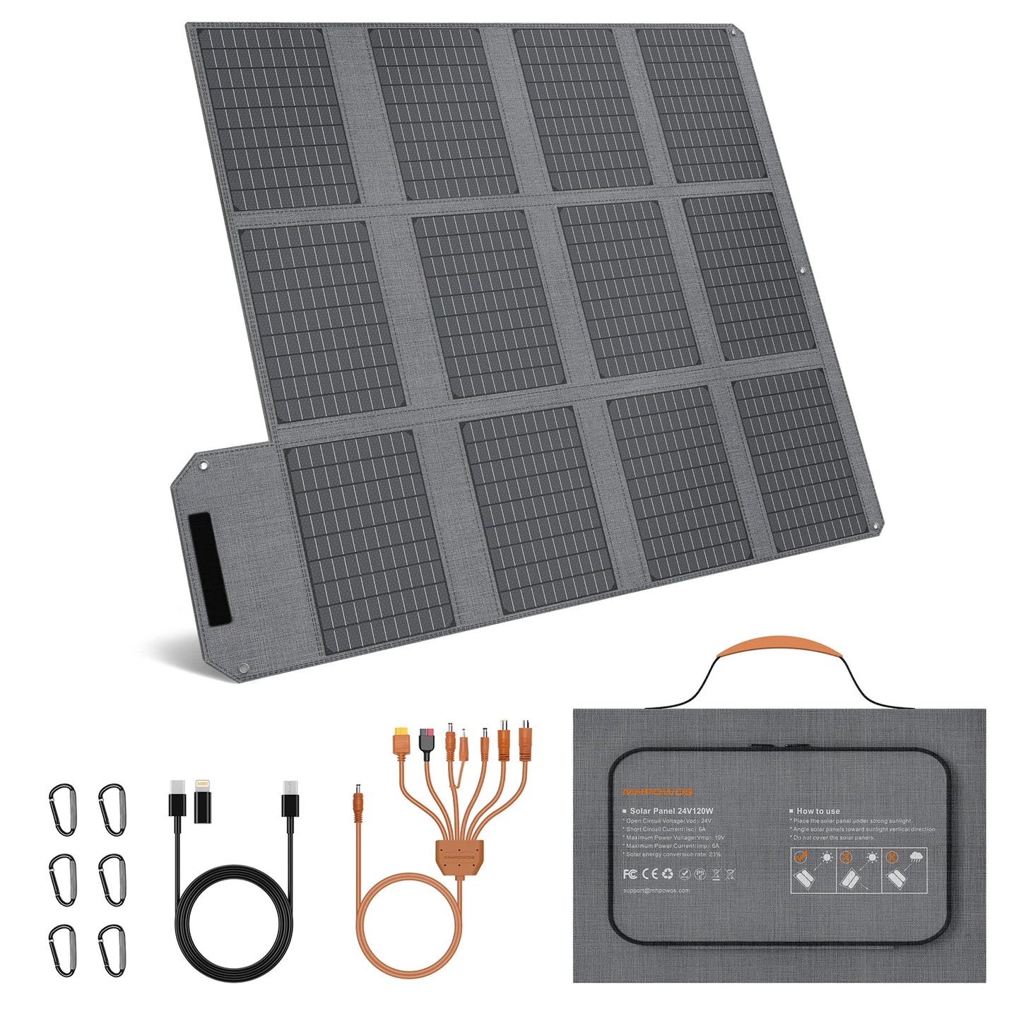 120W/80W/40W Foldable Solar Panel USB C/USB A/DC Output Solar Charger For Cell Phone Outdoor Waterproof Power Bank for Camping