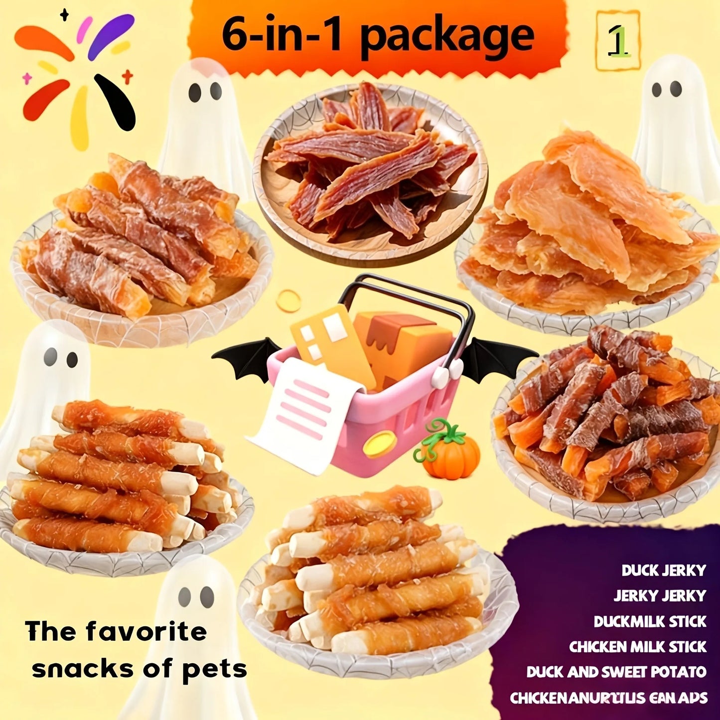 1-1.2lb Mixed Flavor Series, Cheese Duck Jerkey, Chicken Milk Jerkey, Duck Jerkey, Easily Digestible, Dog Chews Long Lasting, And High Protein, Low Fat, Perfect Training Reward Snack for Small, Medium And Large Dogs