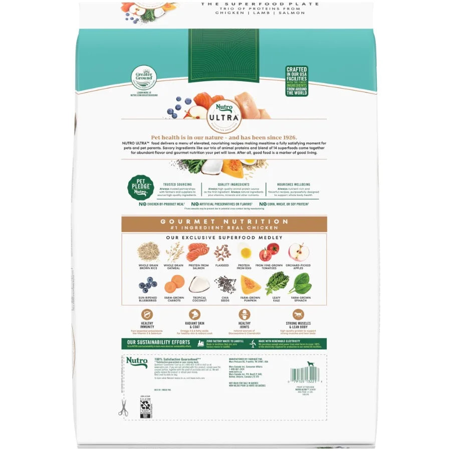 Ultra Senior Dry Dog Food with a Trio of Proteins from Chicken, Lamb and Salmon, 13 lb Bag
