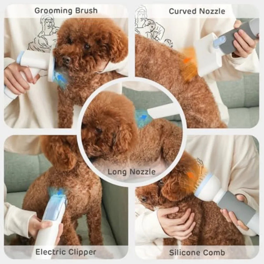 D23 Pro Pet Grooming Kit for Dogs: Vacuum Dog Brush and Dog Trimmer with 95F-140F Adjustable Temperature 23000 PA Suction Adjustments