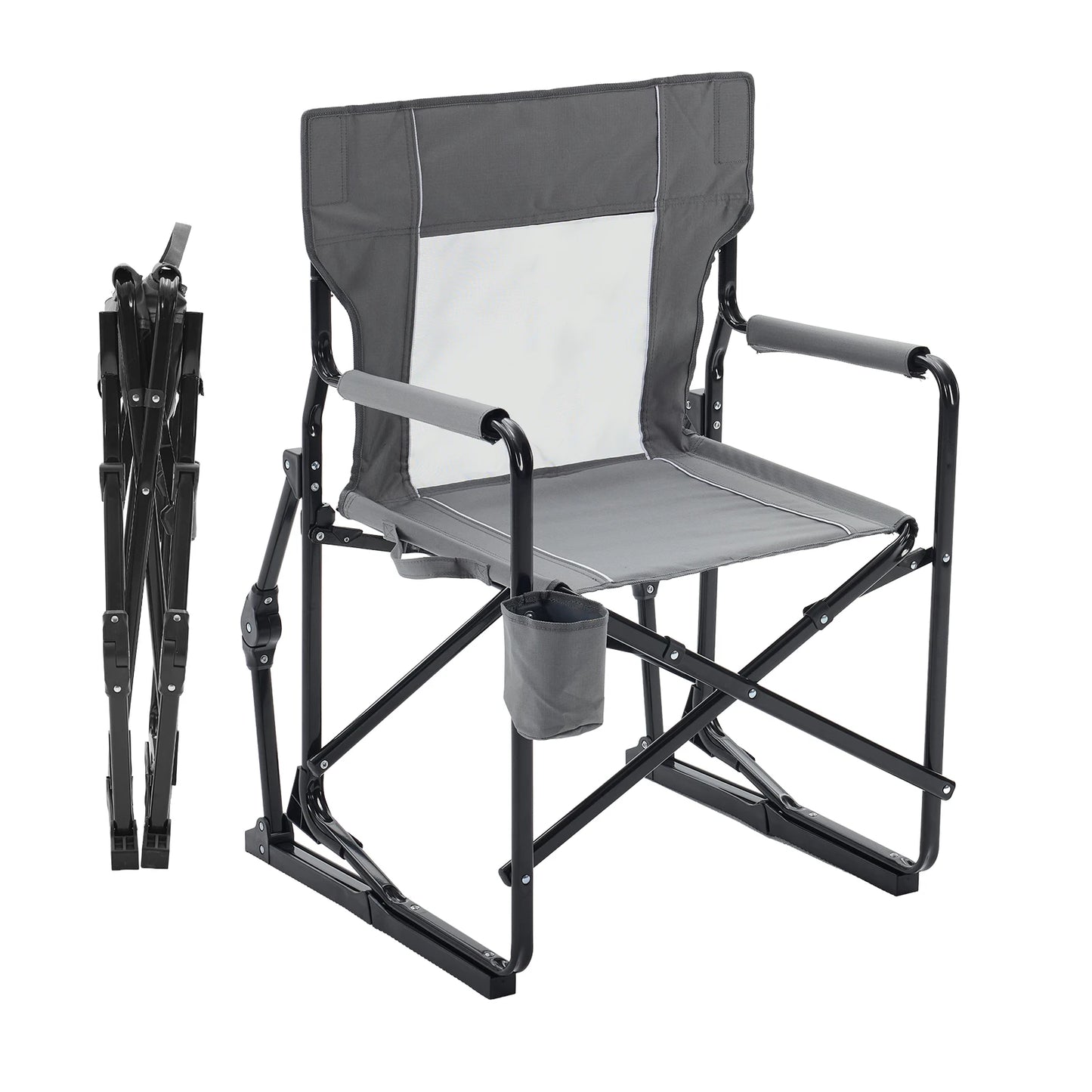 Outdoor Folding Portable Camping Chair Mesh Back Waterproof Armrests Camping Lawn Chair with Sturdy Frame Foldable Seat for Patio Beach Camping