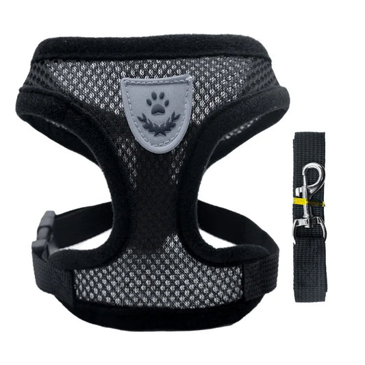 Dog Cat Harness Vest Walking Lead Leash For Puppy Dogs Collar Polyester Adjustable Mesh Dog Harness For Small Medium Pet Accessories