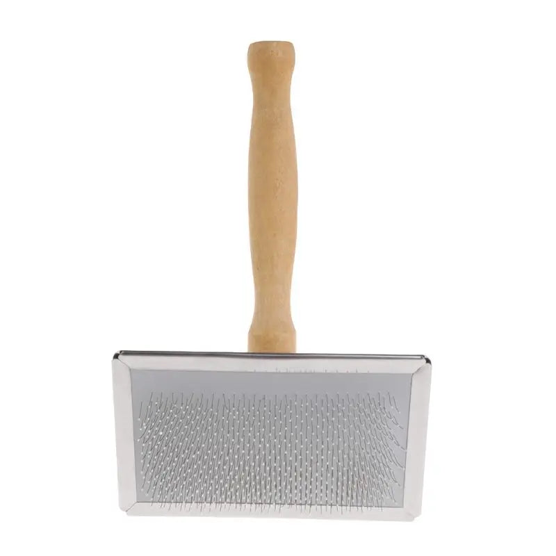 Pet Grooming Comb Shedding Hair Remove Brush Wood Handle Slicker Dog Cat Supply