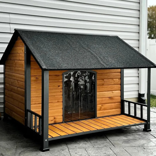 Dog House Outdoor Large Dog Kennel with All-Around Iron Frame Dog Cage Perfect for Small Dogs