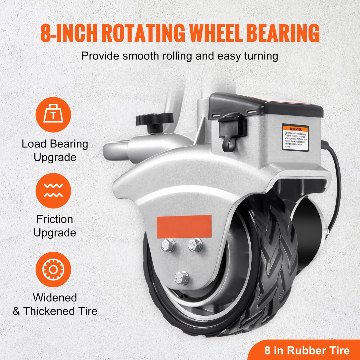 5000lbs Electric Trailer Dolly 12V Trailer Jockey Wheel with 22 ft/min Speed & Adjustable Height for Moving Caravan