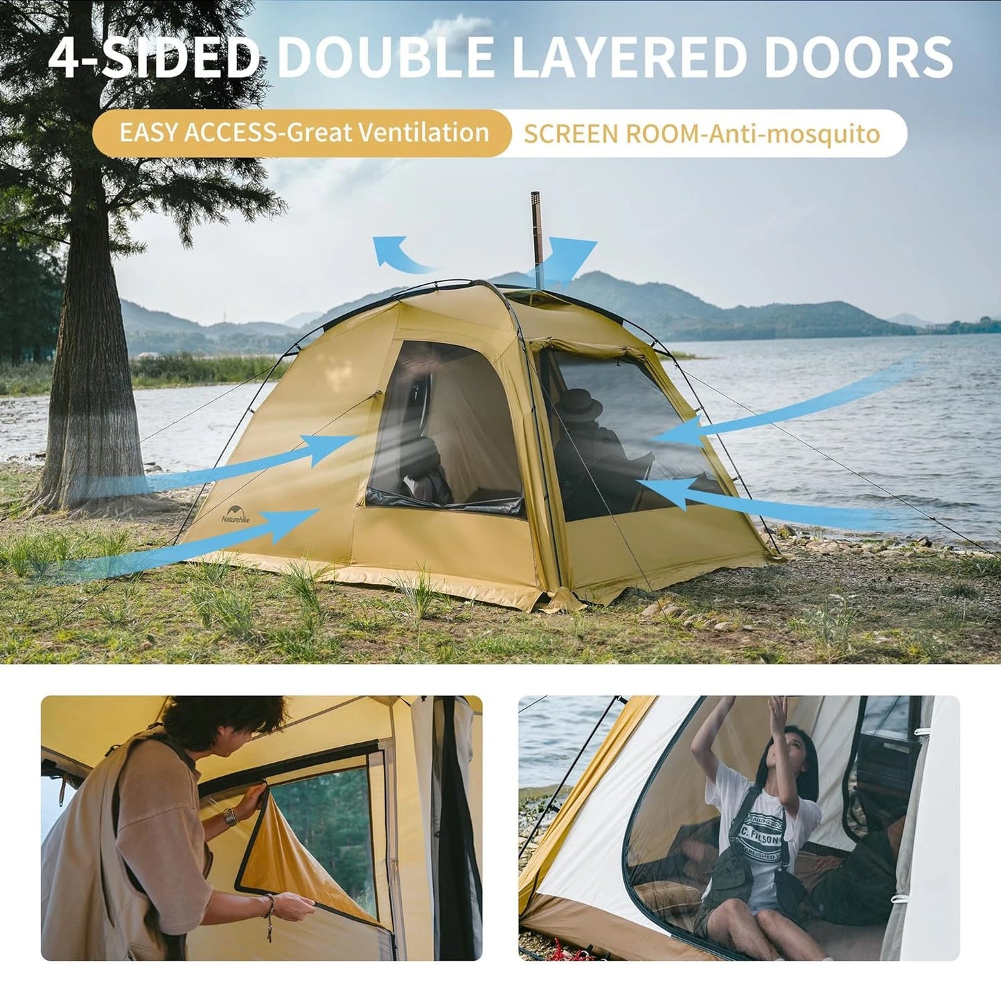 Dune 7.6 Camping Tent 4 Season for 2-4 Persons Waterproof Windproof 1 Room 1 Hall Family Travel Outdoor Large Tent