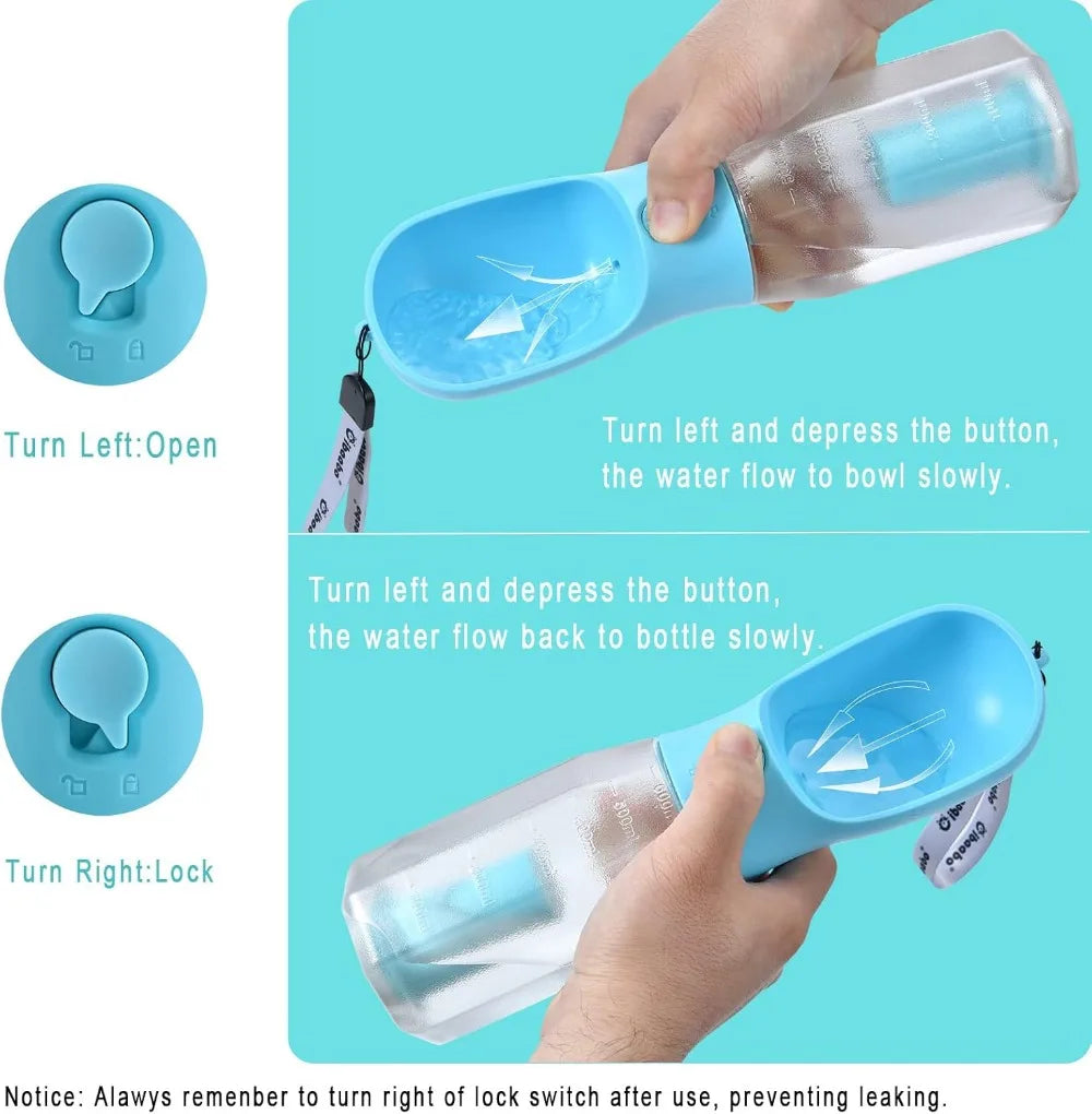 Dog Water Bottle with Food Container & Poop Bag Holder, Leak-Proof Travel Bowl, Portable Pet Dispenser for Walking Hiking, Puppy Essentials