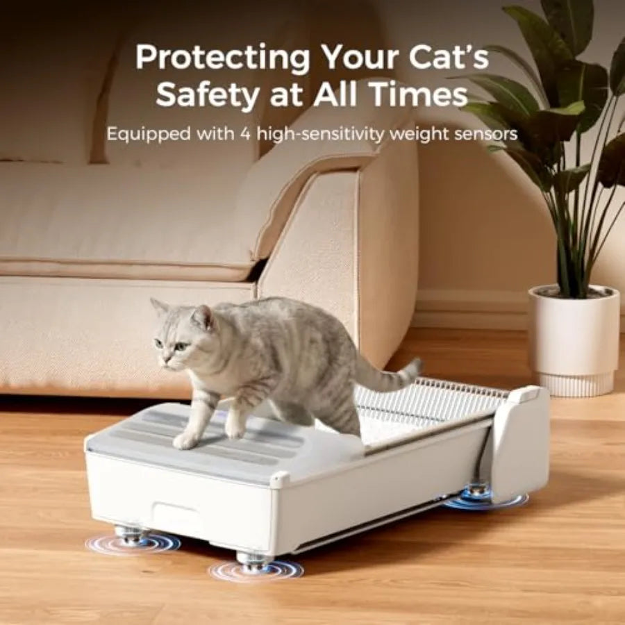 Self Cleaning Litter Box, 2026 Upgraded Open-Top Automatic Cat Litter Box for Multiple Cats, Weight Sensors Safety Protection/App Control