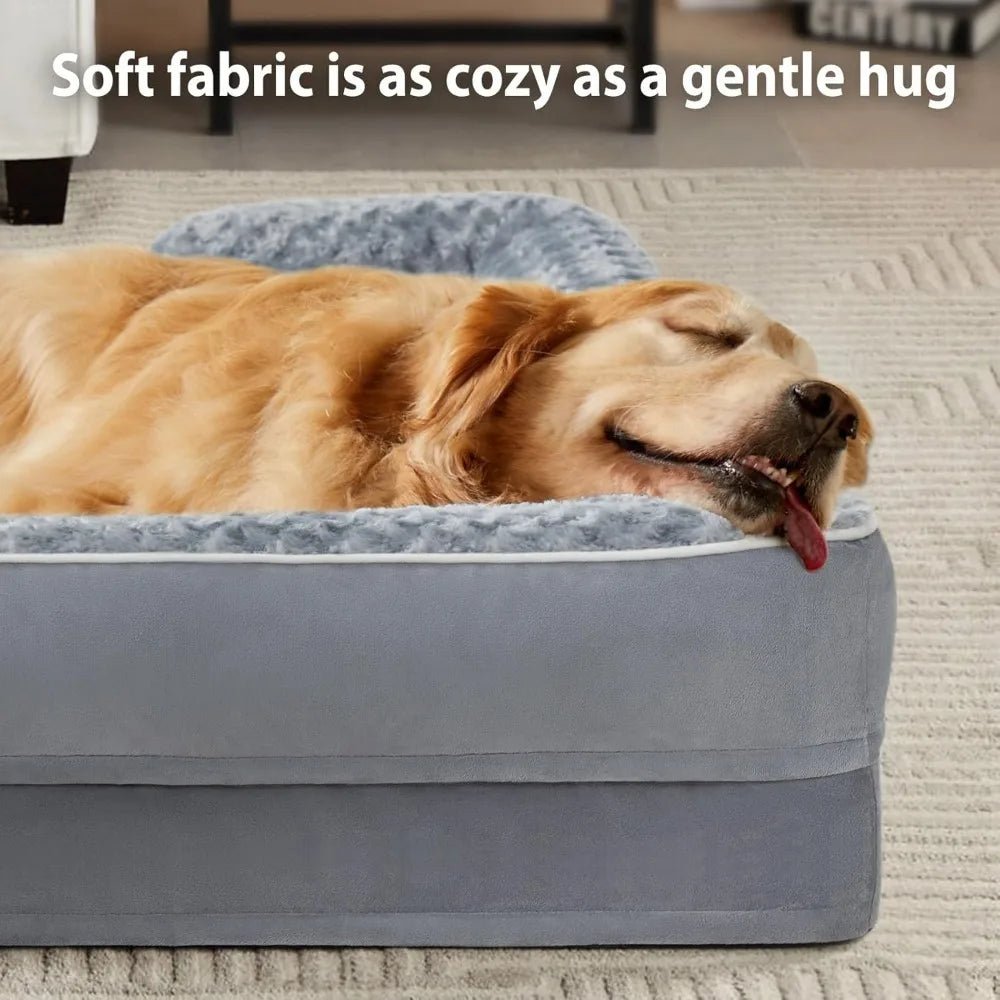 Large Orthopedic Dog Bed, Washable Sofa Design with Waterproof Lining & Non-Skid Bottom for Comfortable Pet Sleep