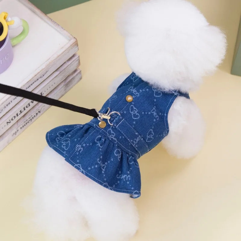 Dog Dress Harness Puppy Summer Clothes for Small Medium Dogs Chihuahua French Bulldog Walking Chest Strap Vest With D-Ring