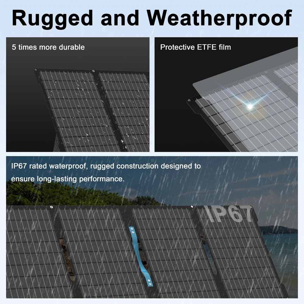 60W Portable Solar Panel 18V Foldable Solar Panel Kit with Solar Output Waterproof IP67 Solar Charger for RV Laptops Camp