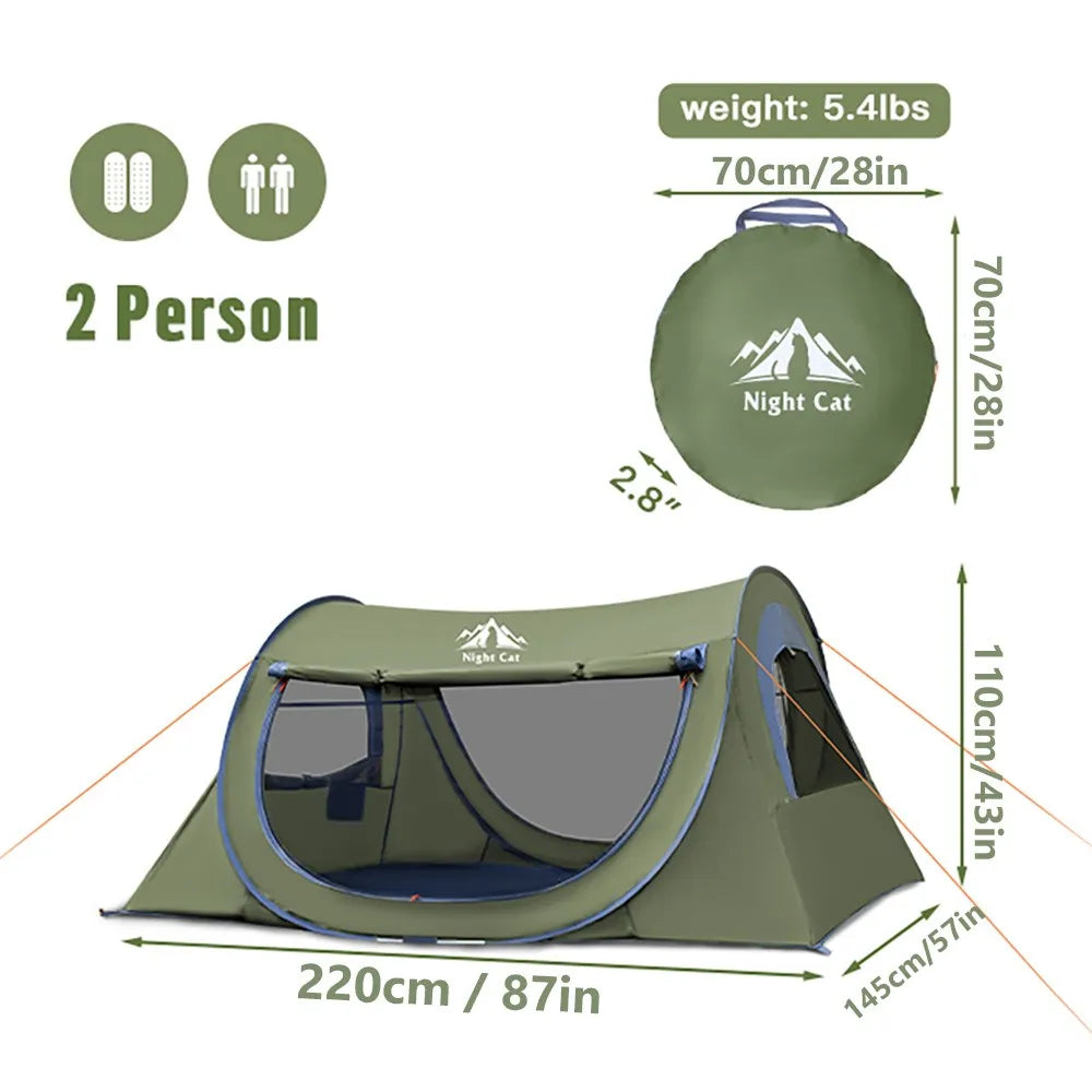 Pop Up Tent 2 Person with Mosquito Net: Waterproof Camping Tent Easy Setup for Picnic Festival in Park Backyard