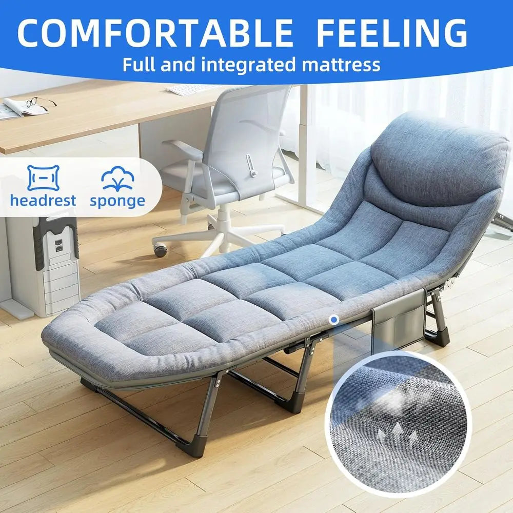 Heavy-Duty Portable Camping Cot with Mattress, 450 lbs Capacity, Adjustable for Indoor or Outdoor Use (70 L)