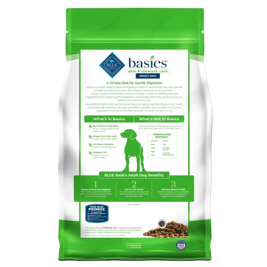 Basics Adult Grain Free Dry Dog Food, Lamb and Potato, Chicken Free, 4lb Bag