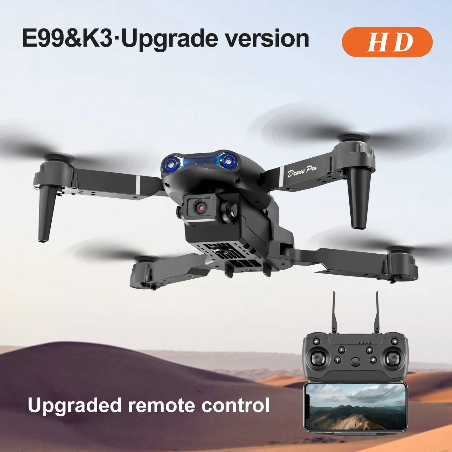 E99 Foldable Drone Dual Screen Switch Fine Tuning Button Gesture Control Optical Flow Indoor Hover Outdoor Aerial RC Quadcopter Drone