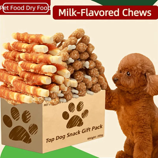 Chicken Milk Chews for Dogs, Chicken Dog Treats for Small Dogs, Medium Pets, and Large Breeds, Dried Chicken Dog Treats, Healthy, High Protein, Easy to Digest, Long-Lasting, Perfect Training Reward Snack for Puppy