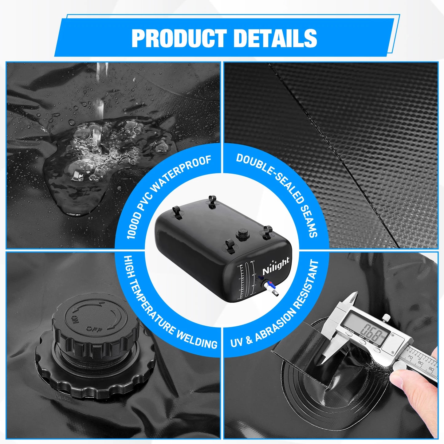 RV Tanks Car Travel 330L Water Storage Bladder RV Potable Water Bladder Tank Camping Hand Wash Holding Tank For Camper Boat