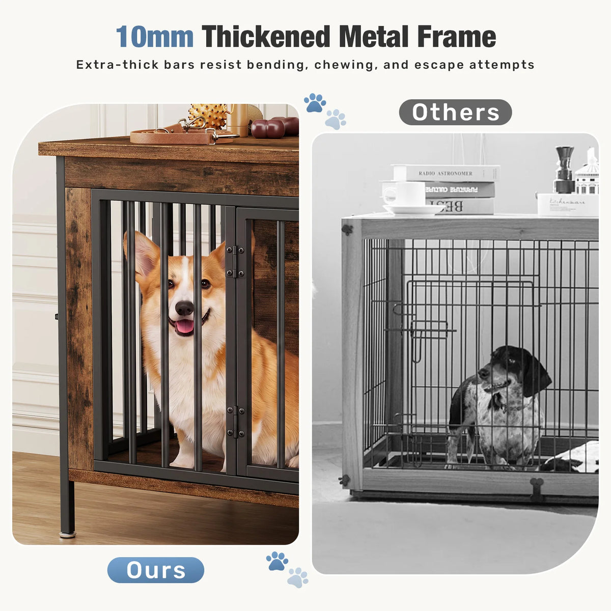 54-Inch Double Door Wooden Dog Cage with Divider Heavy-Duty Extra Large Pet Kennel for Indoor Outdoor Dog Kennel Furniture