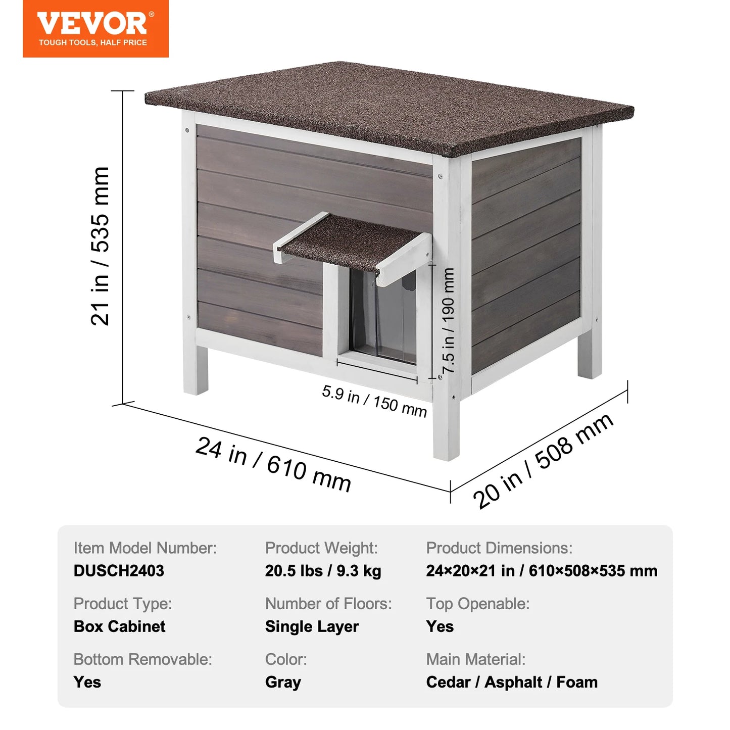 Outdoor Cat House Weatherproof, Feral Cat Shelter for Cat Outdoor Wooden Cat Rabbit House with All-Round Foam Insulated