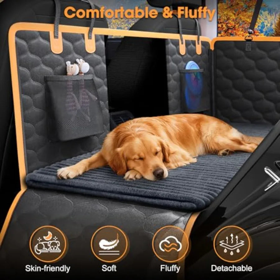 Backseat Pet Bed Mat Non-Slip Dog Bed for Car Back Seat Washable Travel Pet Mat with Removable Cover Dog Seat Covers Protector