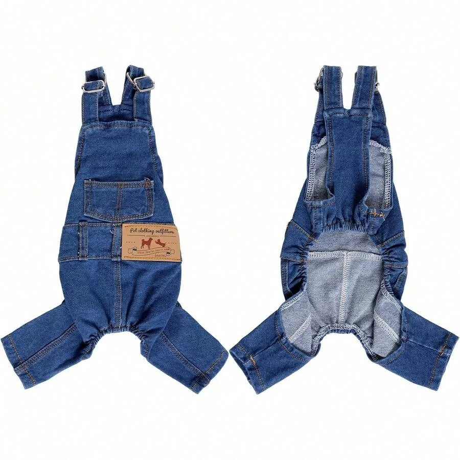 1 Piece of Dog Denim Shirts Puppy Jean Jacket Sling Jumpsuit Costumes Pet Jeans Overalls Dog Pants Outfit
