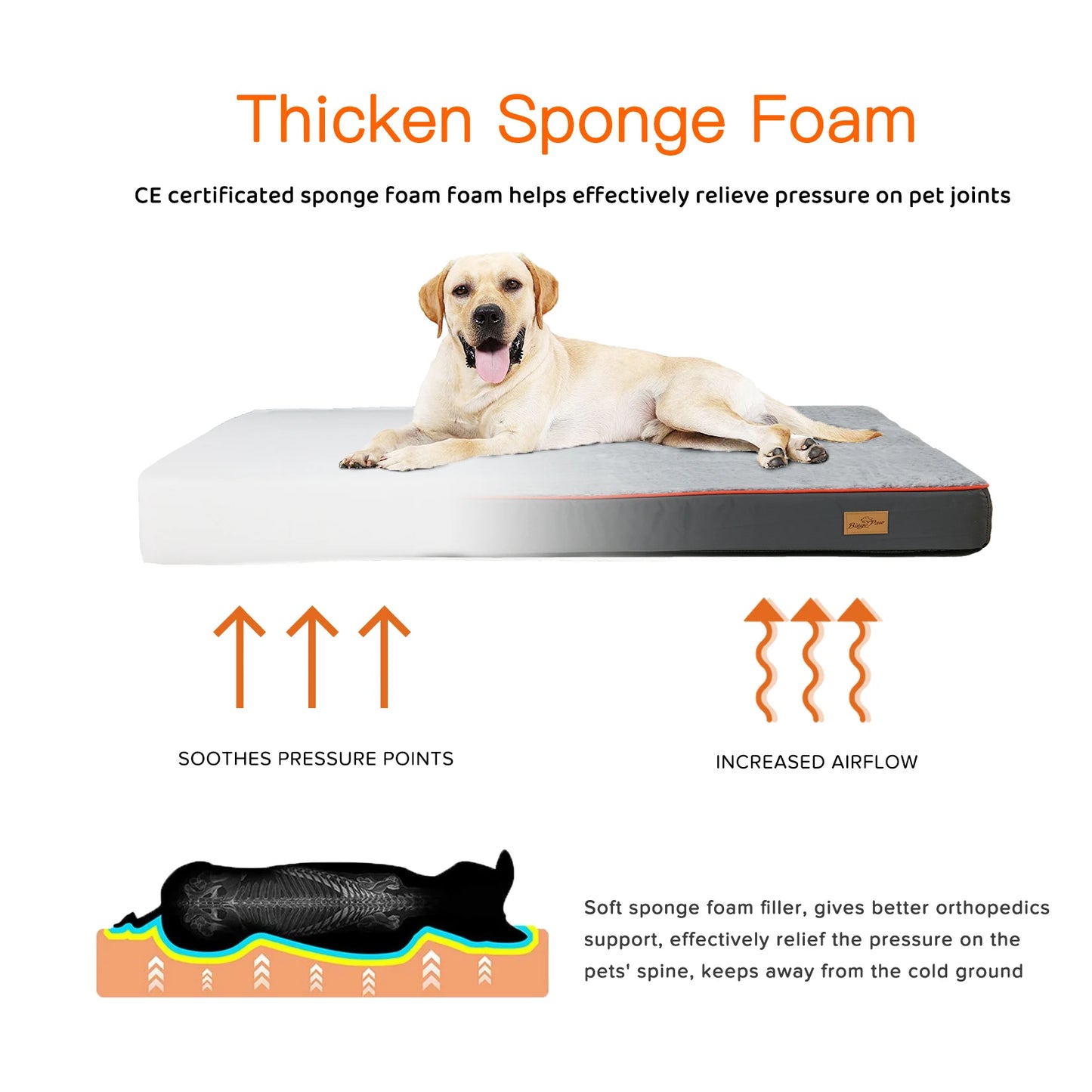 Dog Pet Bed  Large Padded Orthopedic Dog Bed Foam Cushion Pets Pillow Bed with Washable Cover