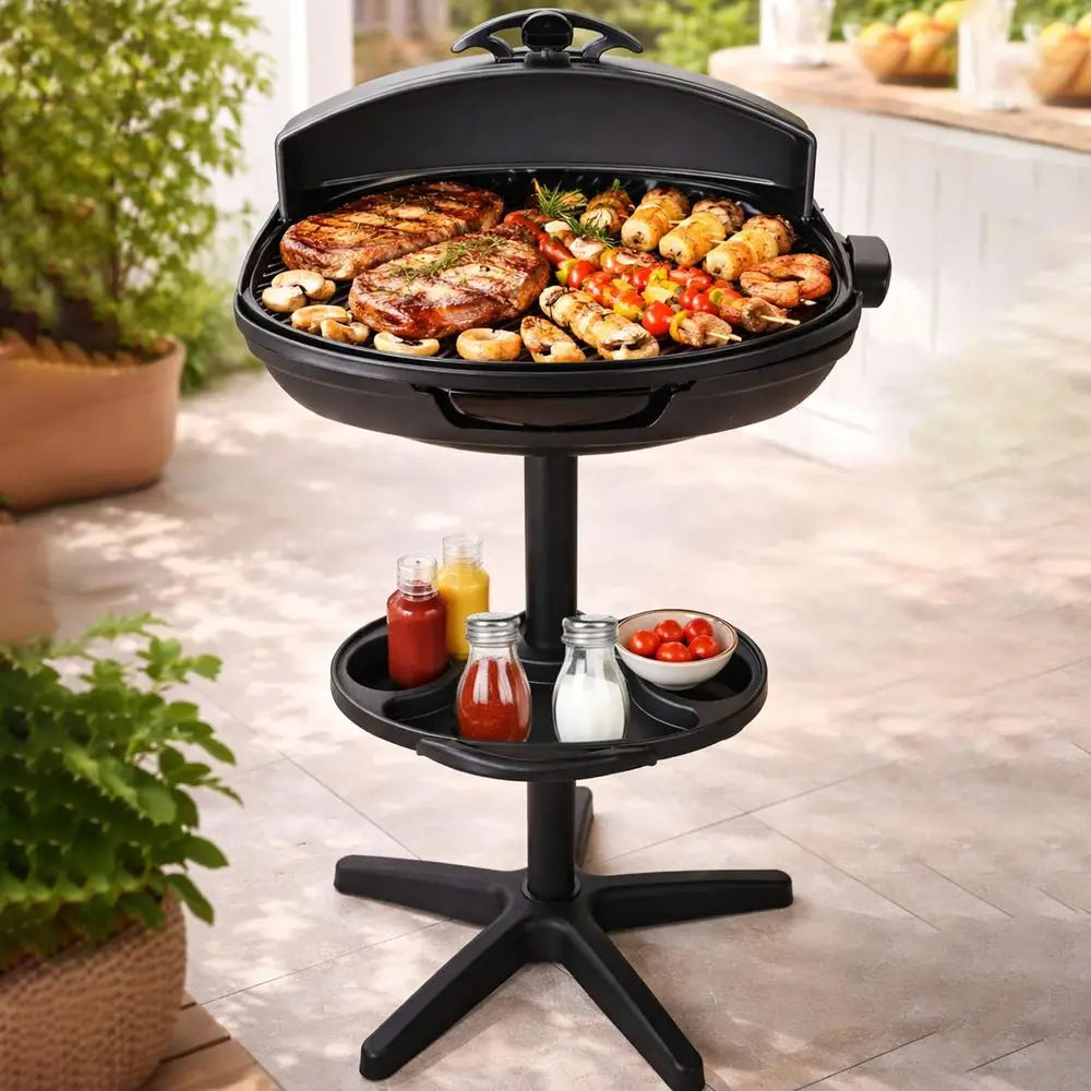Portable Non-Stick Electric Grill for Indoor & Outdoor Use, 1500W with Smart Temp Control, Ideal for Balcony, Backyard, and Camping