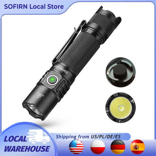 SP35T 3800lm Tactical 21700 Flashlight Powerful LED Light USB C Rechargeable Torch with Dual Switch Power Indicator ATR