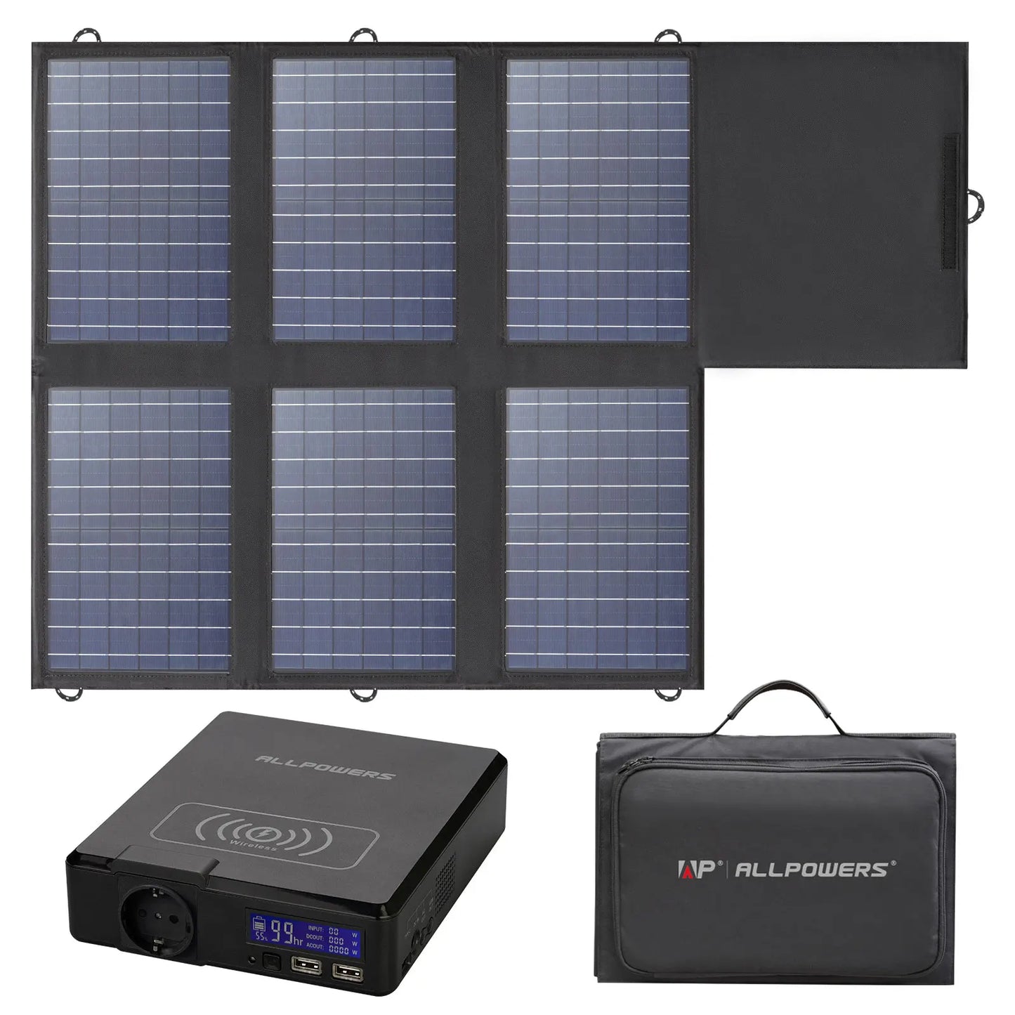 Solar Powerbank 41600mAh 200W Portable Powerstation with Solarpanel 60W, DC, USB, USB-C Output  for Camping Laptop Iphone