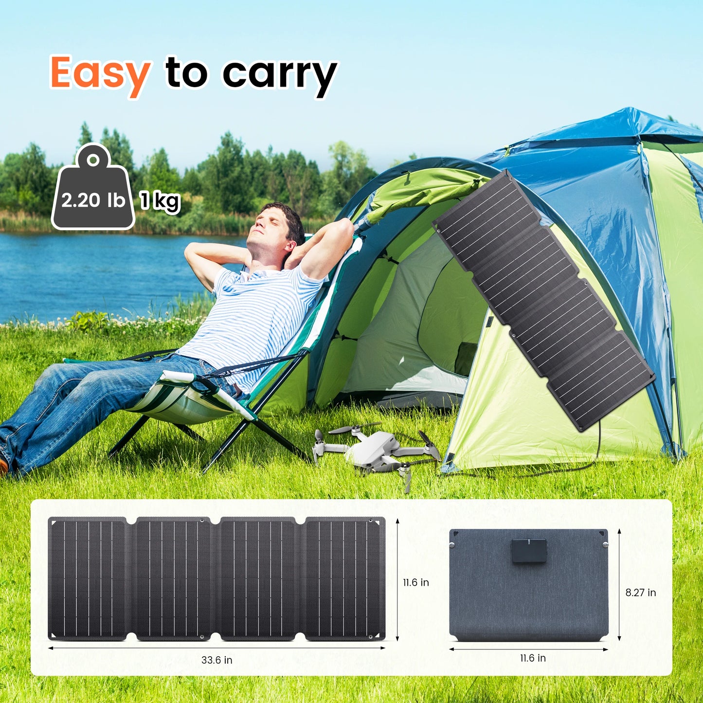 36W 14V ETFE Portable Solar Panel Foldable Folding Solar Charger MPPT with DC USB Phones Tablets Outdoor Camping Hiking