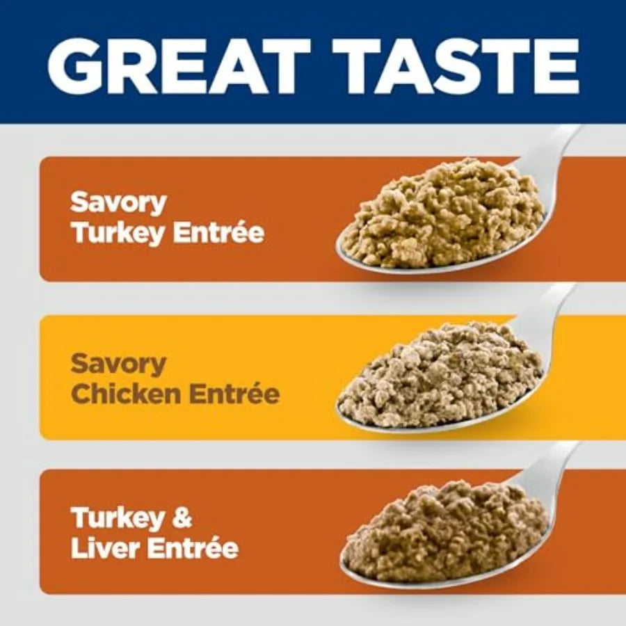 Adult 1-6 Wet Cat Food Variety Pack, Savory Entrée, Chicken, and Turkey, Cans, 12-Pack