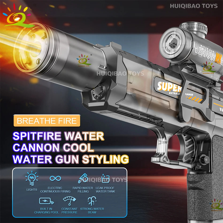 Electric Pulse Water Gun Simulated Flame Sensor Light Fully Automatic Fights Toy Water Pistol Outdoor Beach Toys Adult