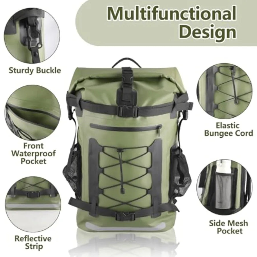 Waterproof Backpack, 40L Heavy Duty Dry Bag Backpack, Roll-Top Hiking Travel Backpack, Heavy-Duty Floating Waterproof Bag