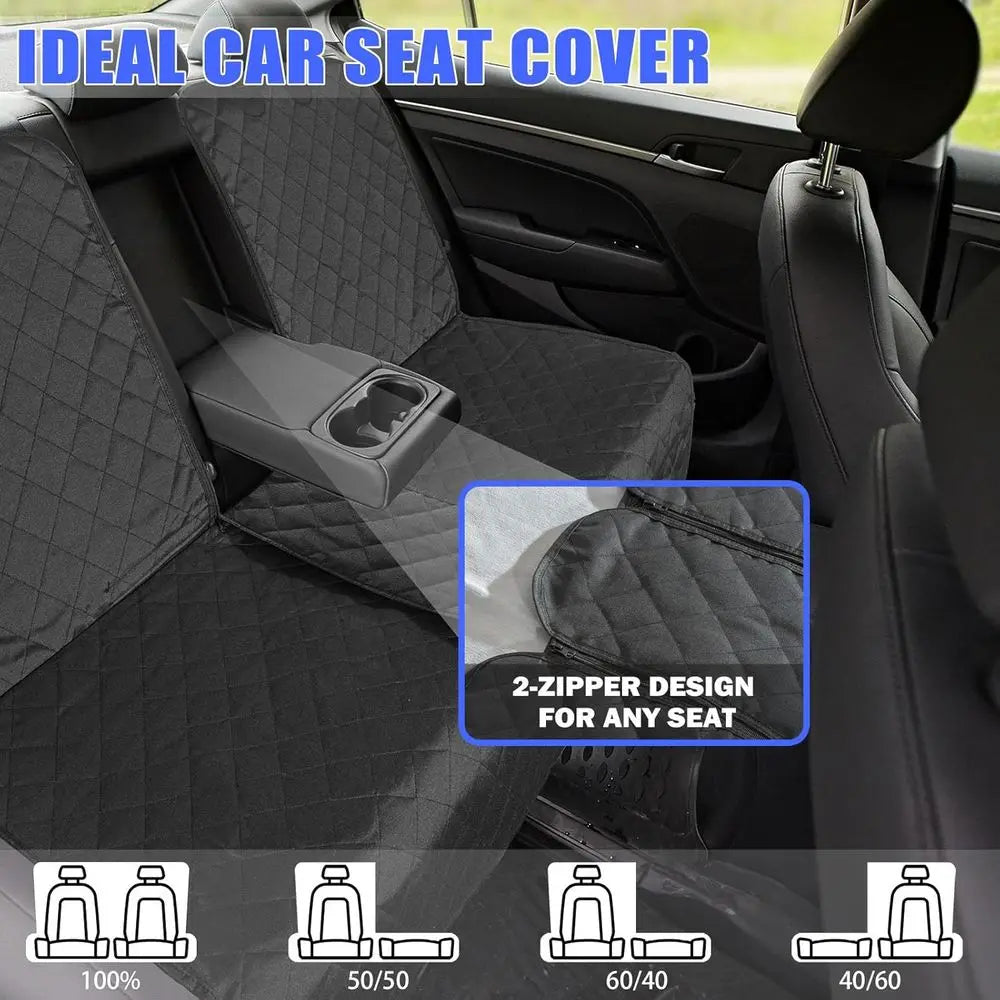 Dog Car Seat Cover or Back Seat, Car Seat Cover 60/40 Split Bench or Family Car, Compact SUV, MPV - Stand 53 Wide