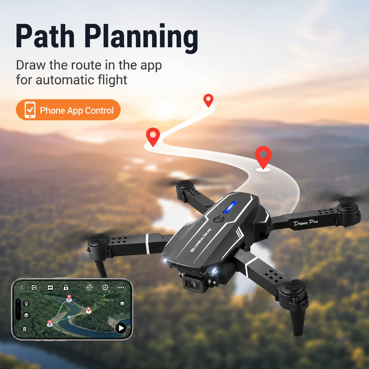S101 Foldable RC Drone 4K HD Dual Camera WIFI FPV APP Waypoint Flight Altitude Hold 6-Axis Gyro Quadcopter for Beginners