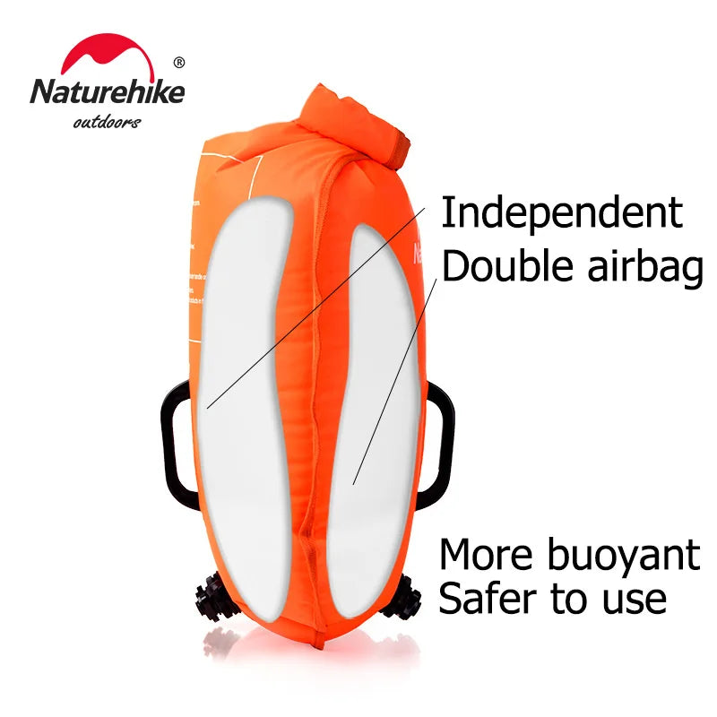 Inflatable Swimming Buoy Waterproof 28L Storage Dry Bag Adjustable Belt Flotation Bag Dual Airbag Swim Drifting Float