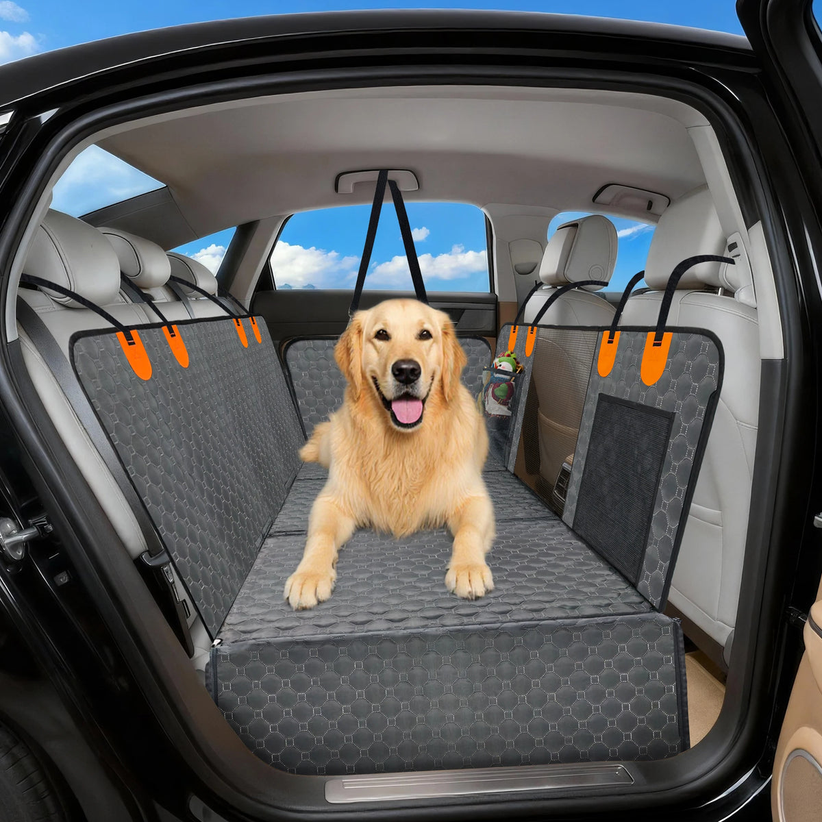 Back Seat Extender for Dogs Hard Bottom Dog Car Seat Cover Waterproof Back Seat Hammock Pet Rear Seat Protector Dog Travel Bed