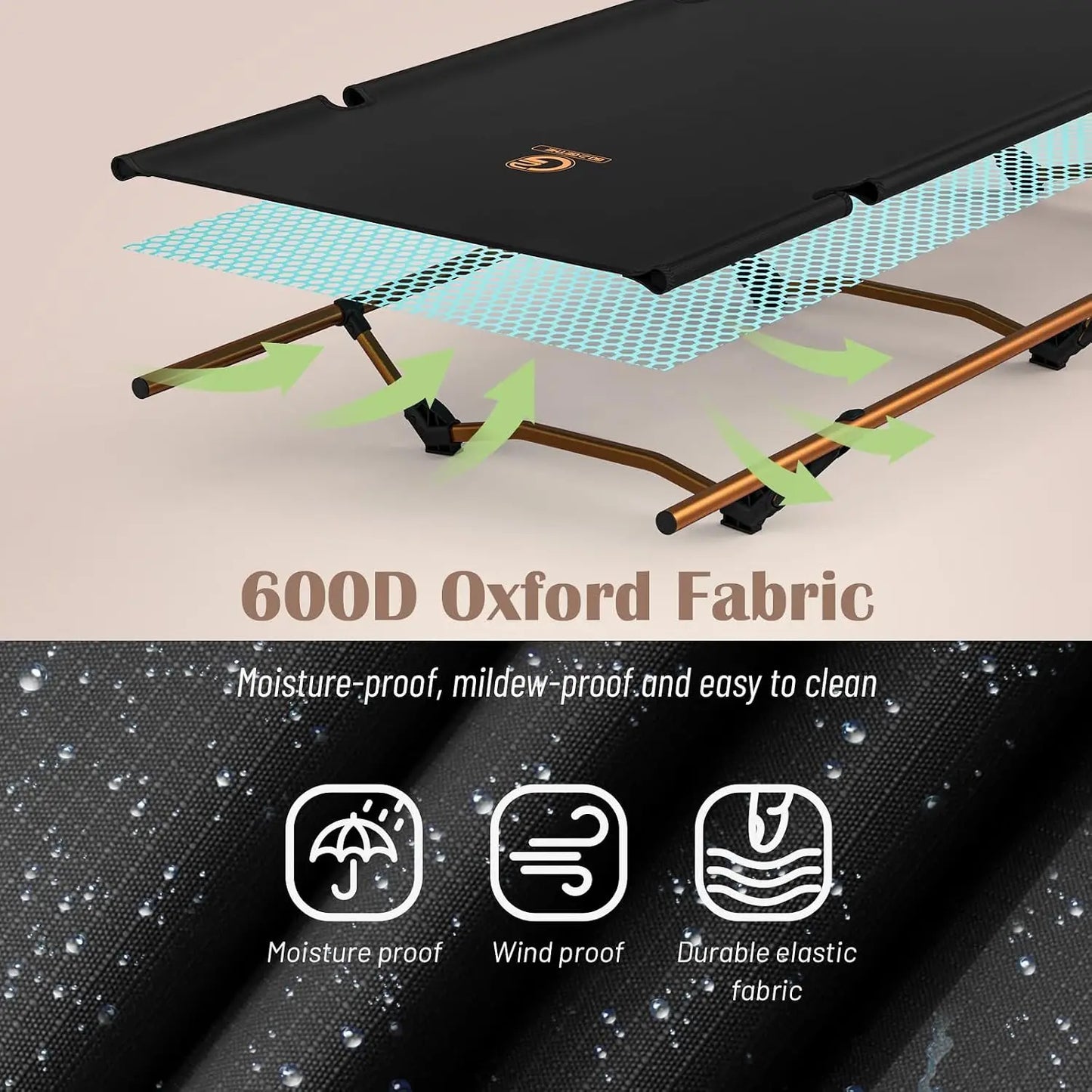 Foldable Camping Cot, Ultralight 4 lbs, Heavy Duty 264 lbs, Compact for Backpacking Hiking, with Storage Bag